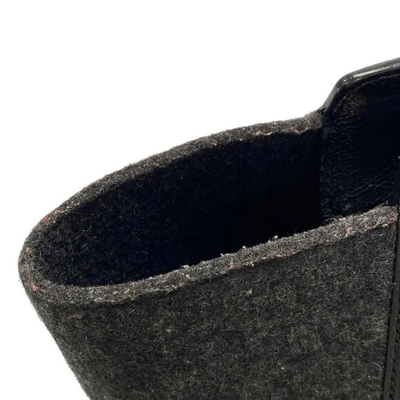 Auth Salvatore Ferragamo Amy Black Wool Leather Handbag - Picture 14 of 16